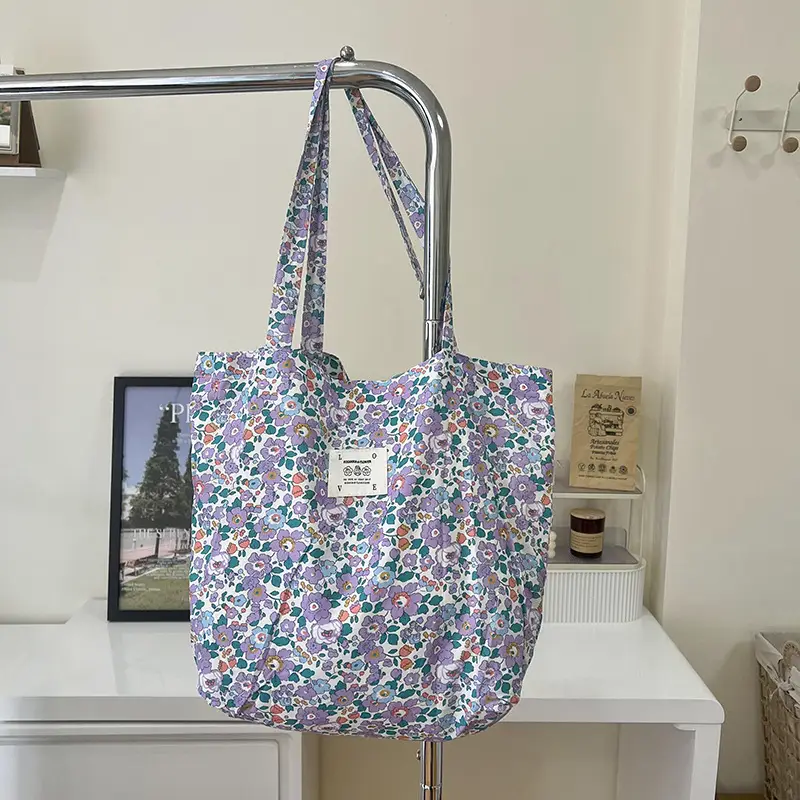 Vintage Floral Canvas Shoulder Bag for Students - Image 2