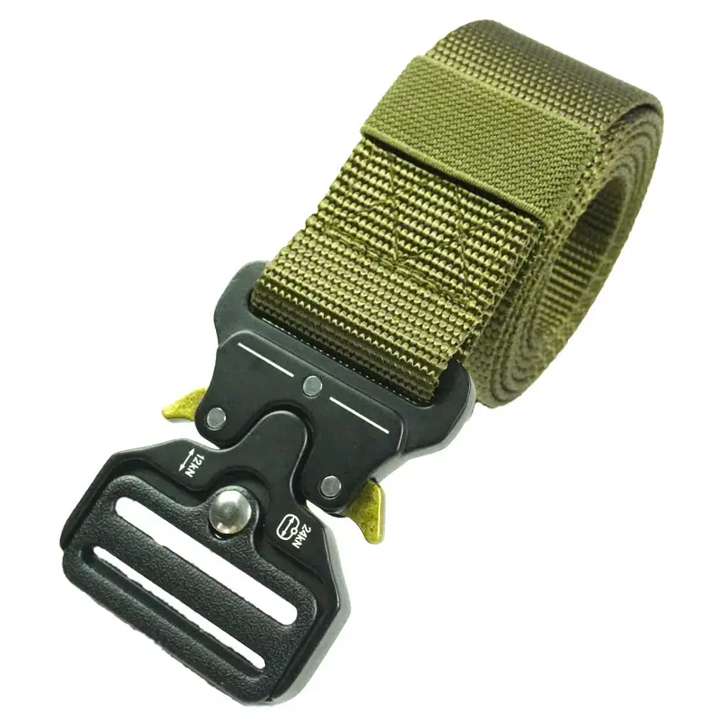 Men's Green Nylon Tactical Belt with Cobra Buckle - Image 3
