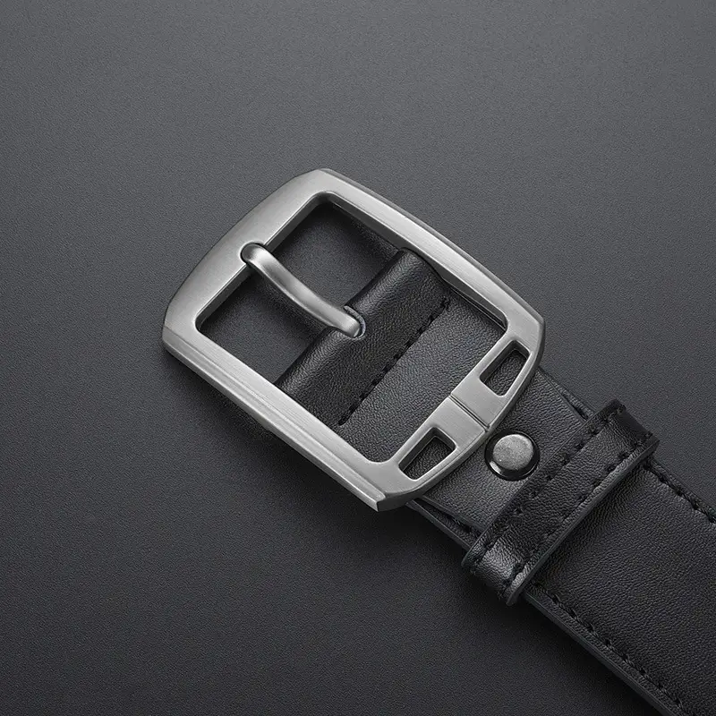 Men's Black Retro Buckle Belt Cowhide Split Leather - Image 6
