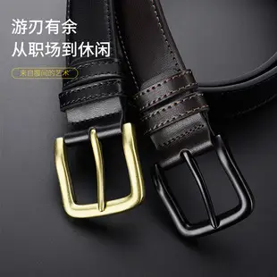 Men's Black Retro Buckle Belt Cowhide Split Leather — feature 11