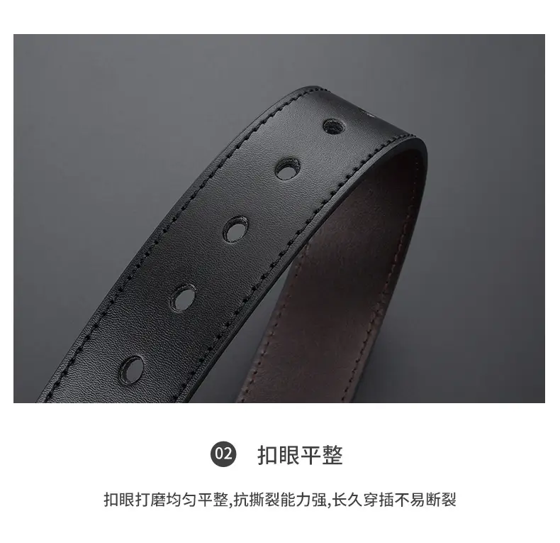 Men's Black Retro Buckle Belt Cowhide Split Leather — feature 26