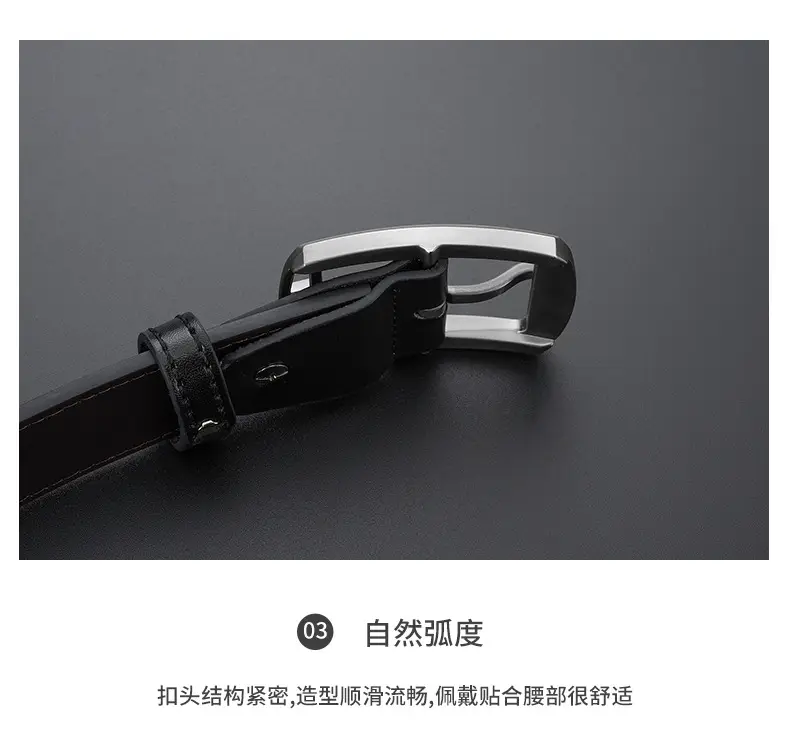 Men's Black Retro Buckle Belt Cowhide Split Leather — feature 27