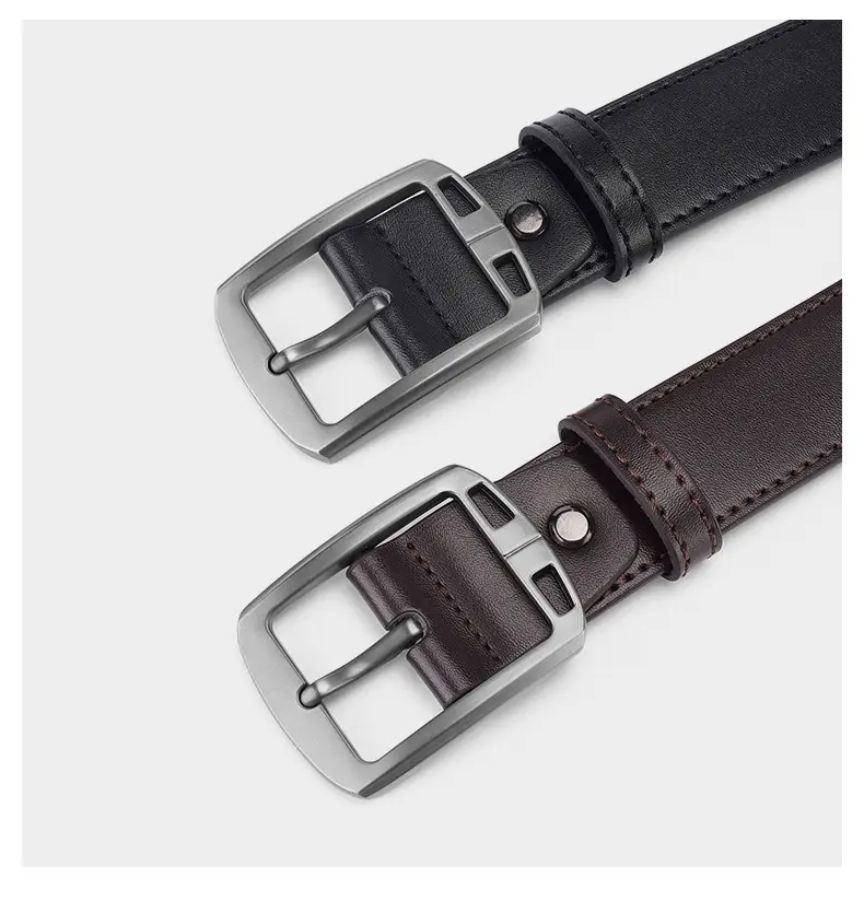 Men's Black Retro Buckle Belt Cowhide Split Leather — feature 30