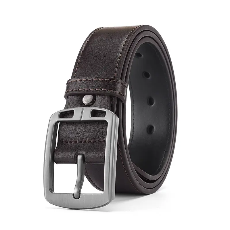 Men's Black Retro Buckle Belt Cowhide Split Leather - Image 4