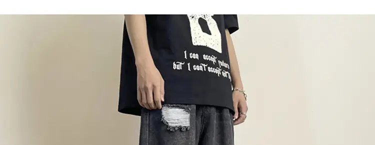 Men's Wide Leg Ripped Denim Jeans Summer Casual Pants — feature 24