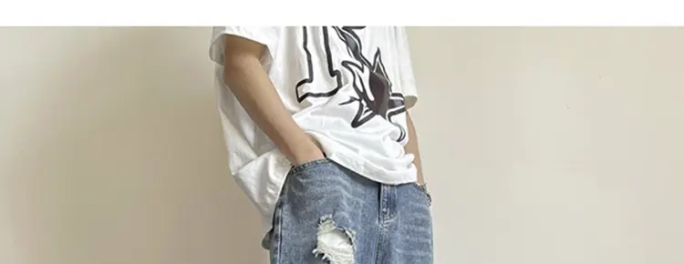 Men's Wide Leg Ripped Denim Jeans Summer Casual Pants — feature 9
