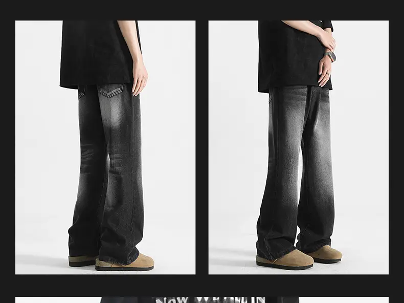 Men's Grey Denim Pants Loose Straight Fit — feature 13