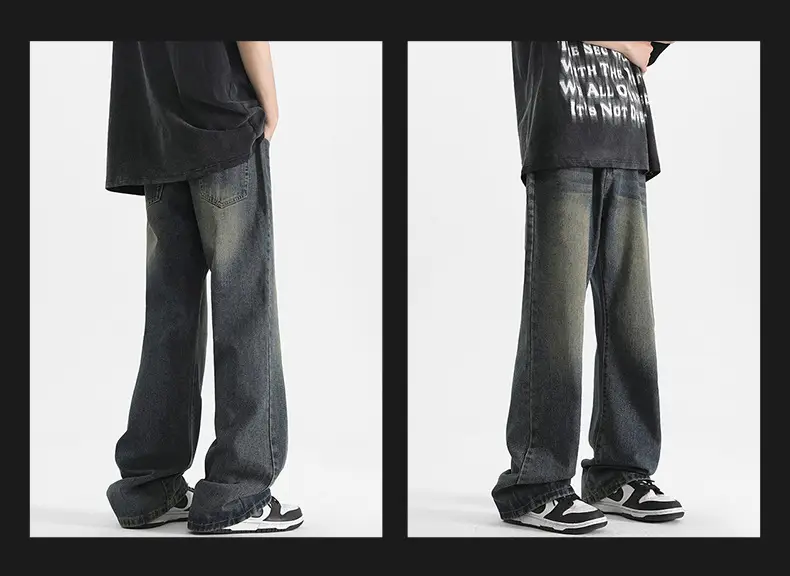 Men's Grey Denim Pants Loose Straight Fit — feature 17