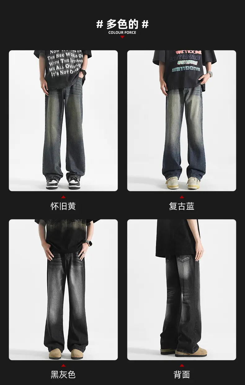 Men's Grey Denim Pants Loose Straight Fit — feature 4