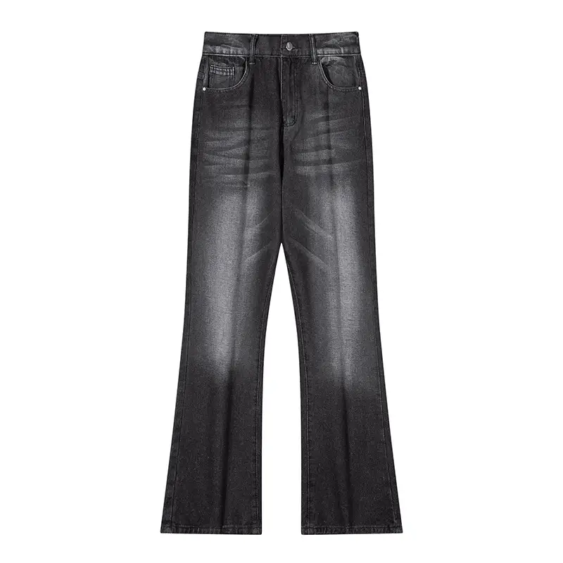 Men's Grey Denim Pants Loose Straight Fit