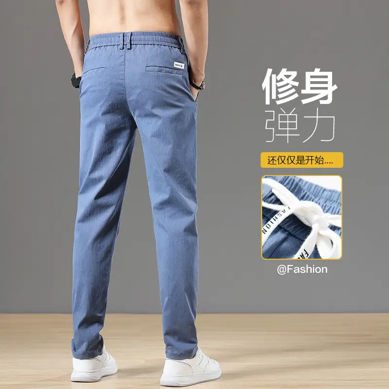 Men's Slim Straight Leg Trousers Black 2025 Summer - Image 5