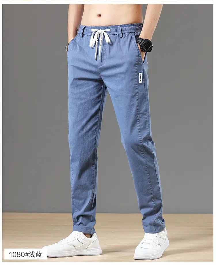Men's Slim Straight Leg Trousers Black 2025 Summer — feature 3