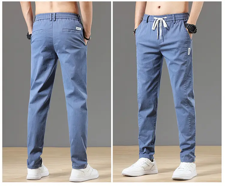 Men's Slim Straight Leg Trousers Black 2025 Summer — feature 4