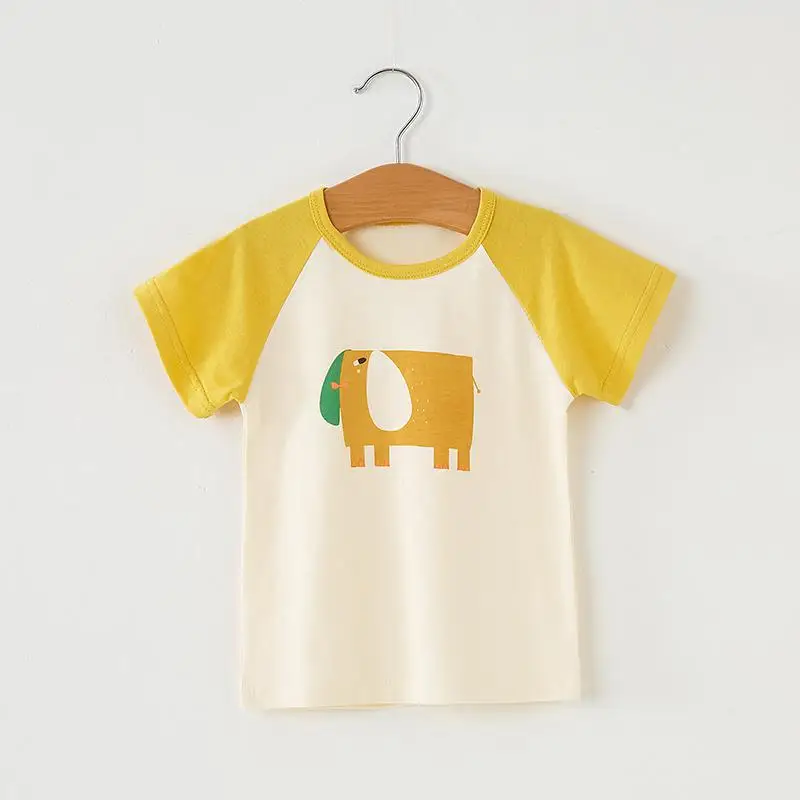 Children's Cotton T-shirt Peach Cactus Print Summer Wear - Image 4