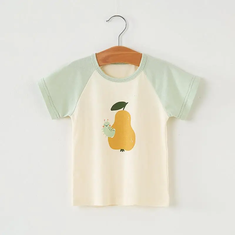 Children's Cotton T-shirt Peach Cactus Print Summer Wear - Image 6