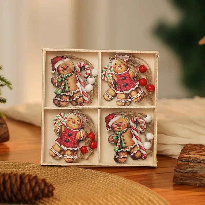 Christmas Wooden Santa & Gingerbread Man Decor Set of 12 — feature 10
