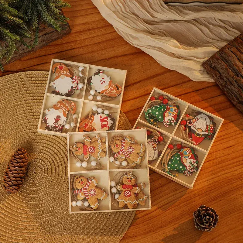 Christmas Wooden Santa & Gingerbread Man Decor Set of 12 — feature 4