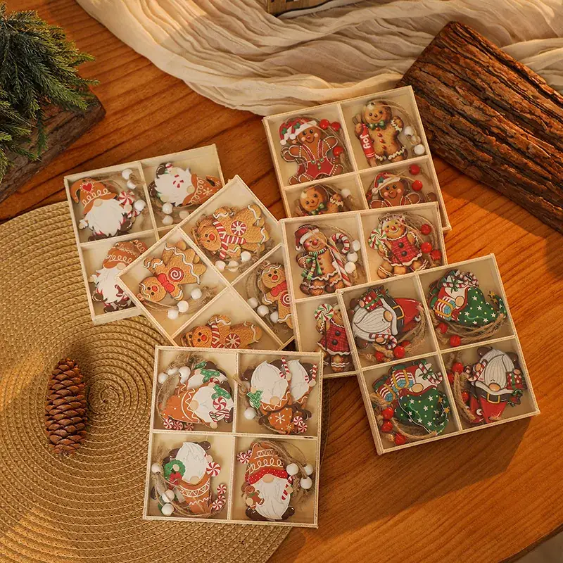 Christmas Wooden Santa & Gingerbread Man Decor Set of 12 — feature 5