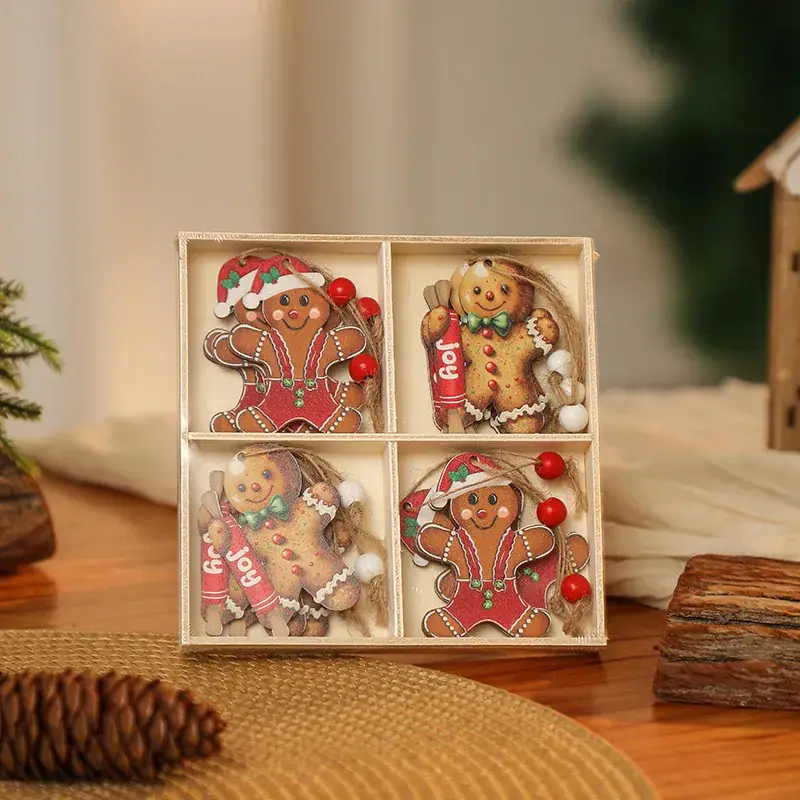 Christmas Wooden Santa & Gingerbread Man Decor Set of 12 — feature 6