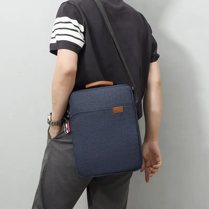Men's 13inch Notebook Bag Navy Blue Shoulder Crossbody - Image 9