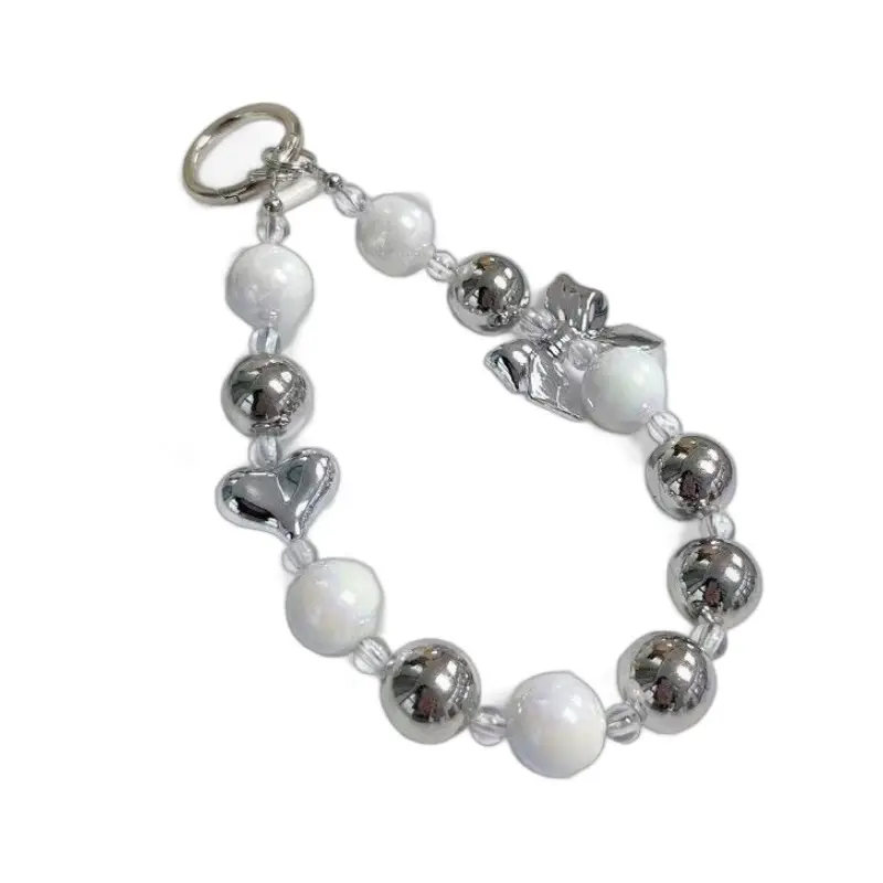 Ins Love Bow Bracelet for Mobile Phone Case Earphone Case Bag Jewelry Pendant Handmade Beaded Keychain - Image 6