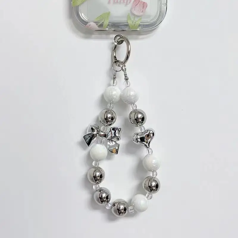 Ins Love Bow Bracelet for Mobile Phone Case Earphone Case Bag Jewelry Pendant Handmade Beaded Keychain — feature 5