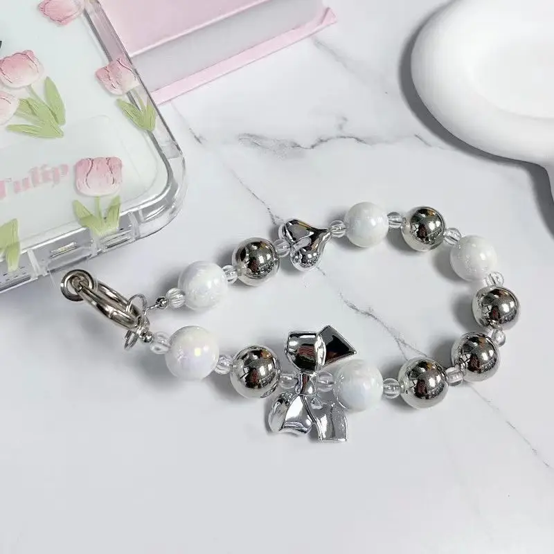 Ins Love Bow Bracelet for Mobile Phone Case Earphone Case Bag Jewelry Pendant Handmade Beaded Keychain — feature 6