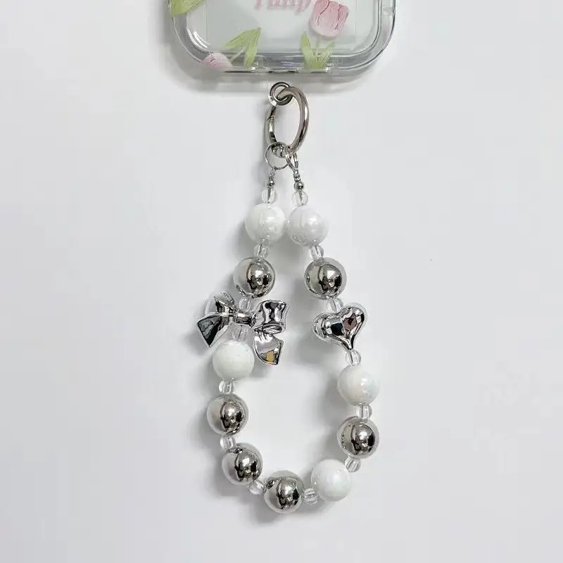 Ins Love Bow Bracelet for Mobile Phone Case Earphone Case Bag Jewelry Pendant Handmade Beaded Keychain — feature 7