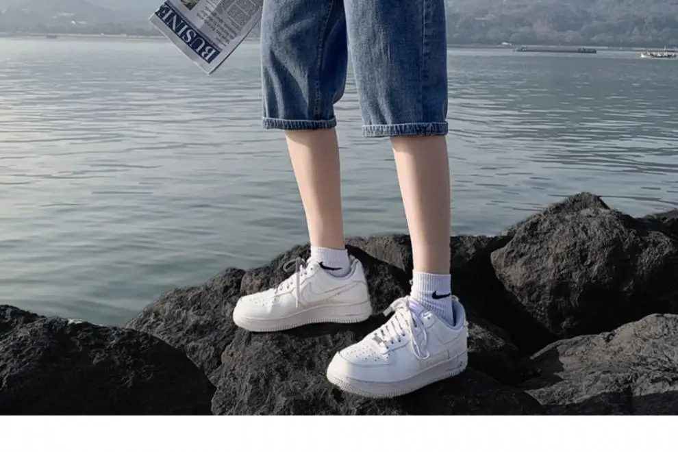 Men Denim Capri Shorts Korean Style Loose Straight Drawstring — feature 10