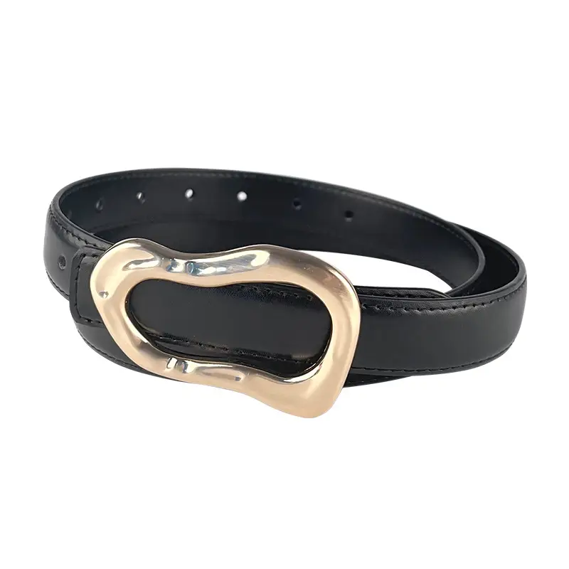 Women's Brown Leather Belt with Gold Buckle - Image 30