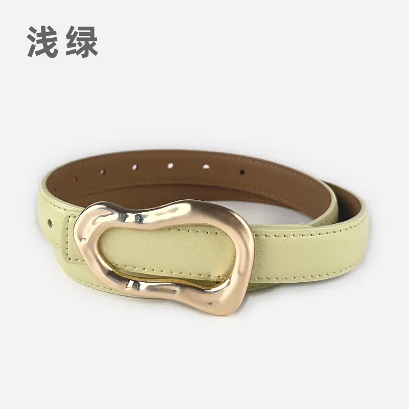 Women's Brown Leather Belt with Gold Buckle - Image 17