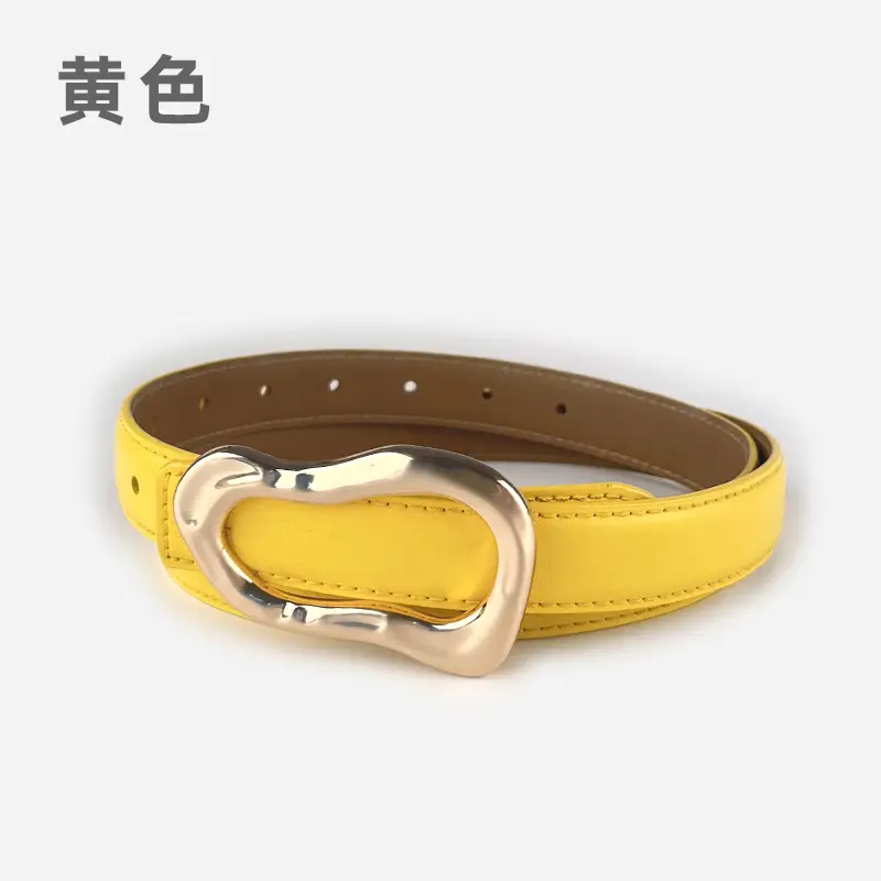 Women's Brown Leather Belt with Gold Buckle - Image 22