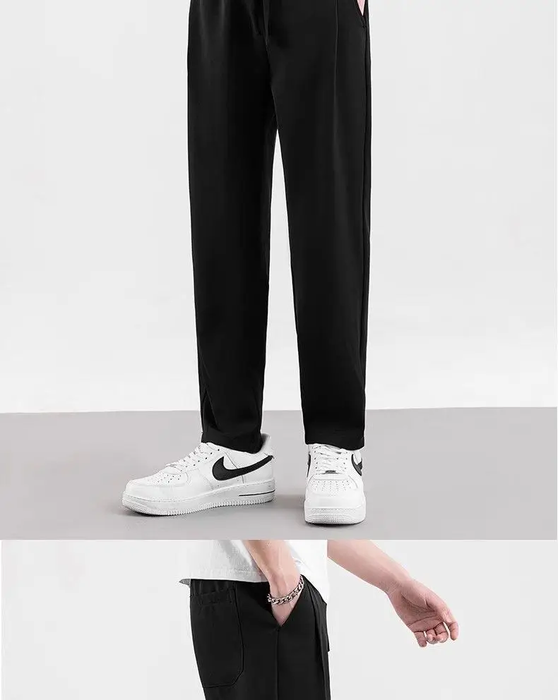 Men Black Wrinkle Resistant Straight Leg Pants — feature 13