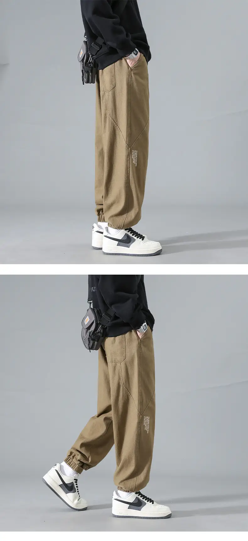 Men's Japanese Vintage Ankle-Length Trousers Tan — feature 10