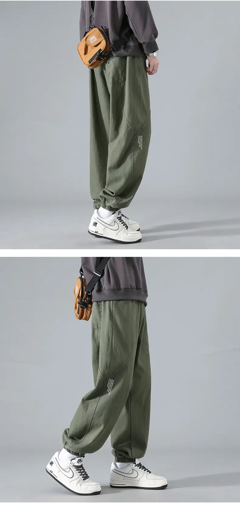 Men's Japanese Vintage Ankle-Length Trousers Tan — feature 4