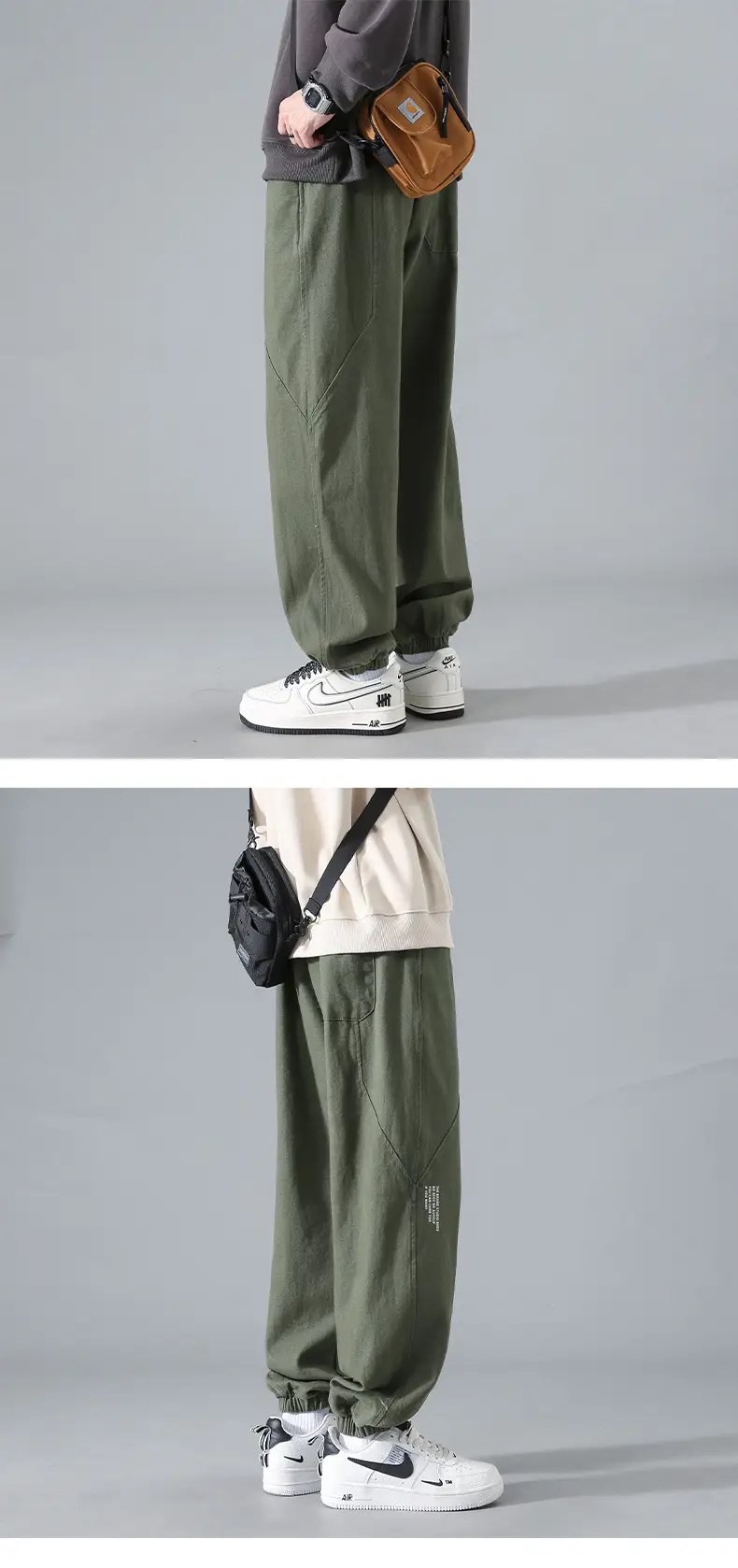 Men's Japanese Vintage Ankle-Length Trousers Tan — feature 5