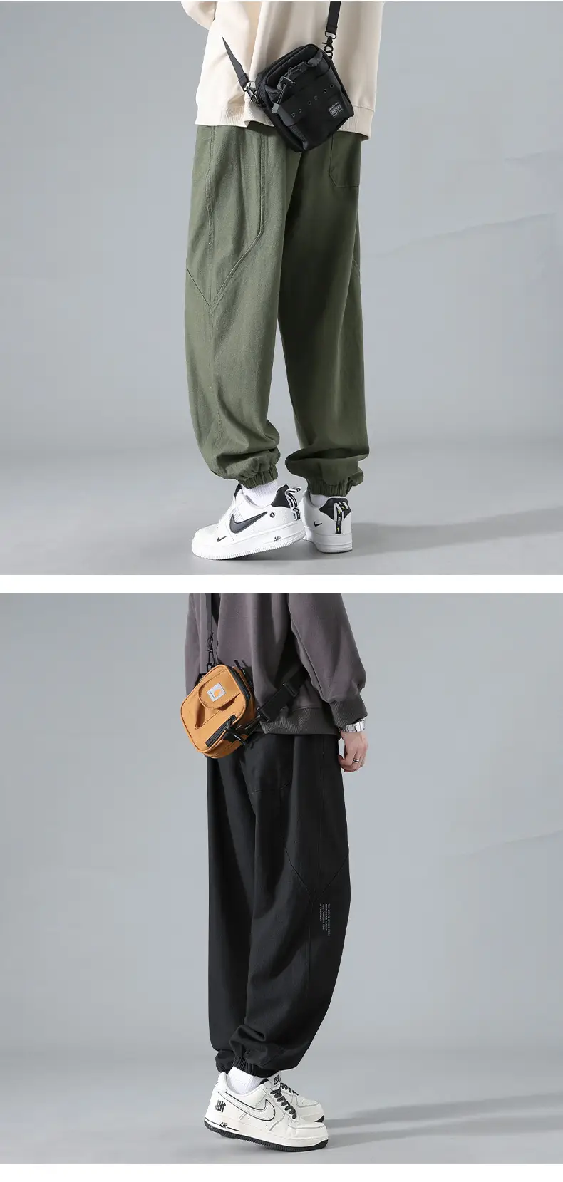 Men's Japanese Vintage Ankle-Length Trousers Tan — feature 6