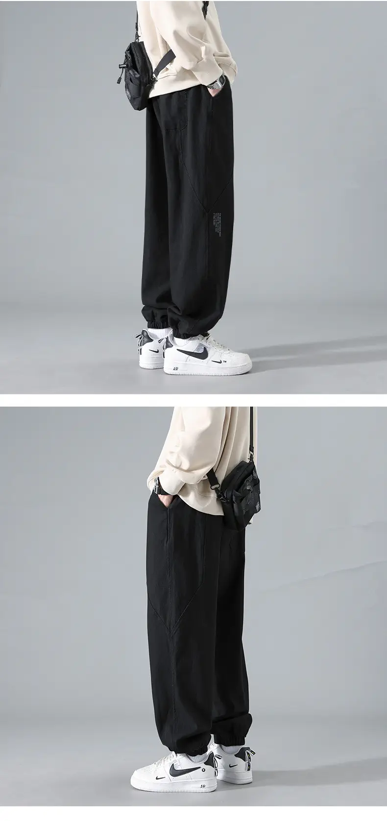 Men's Japanese Vintage Ankle-Length Trousers Tan — feature 7