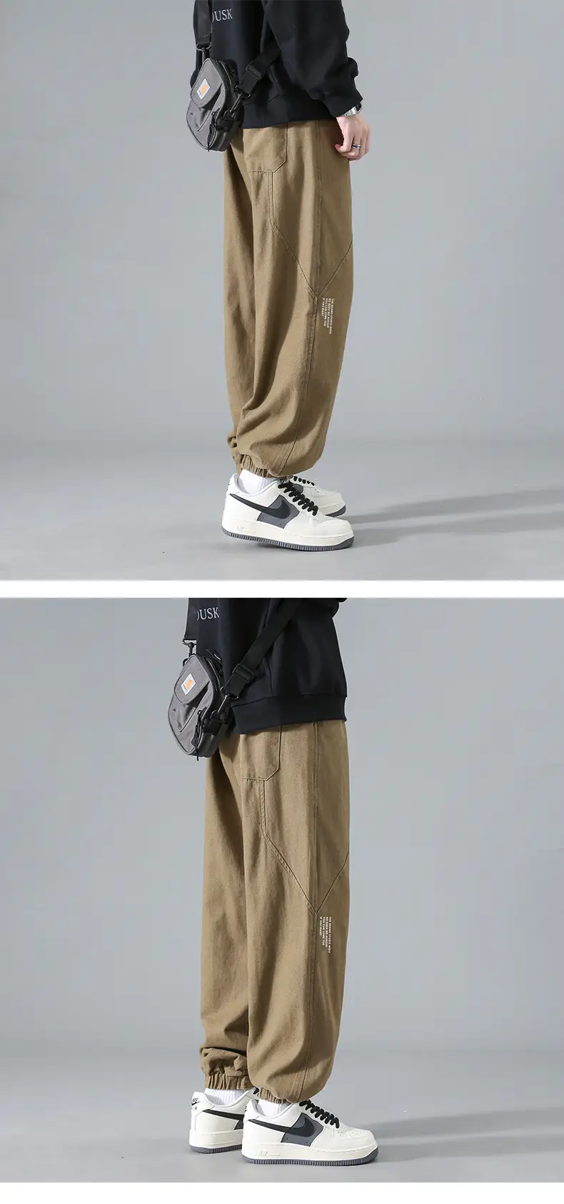 Men's Japanese Vintage Ankle-Length Trousers Tan — feature 9