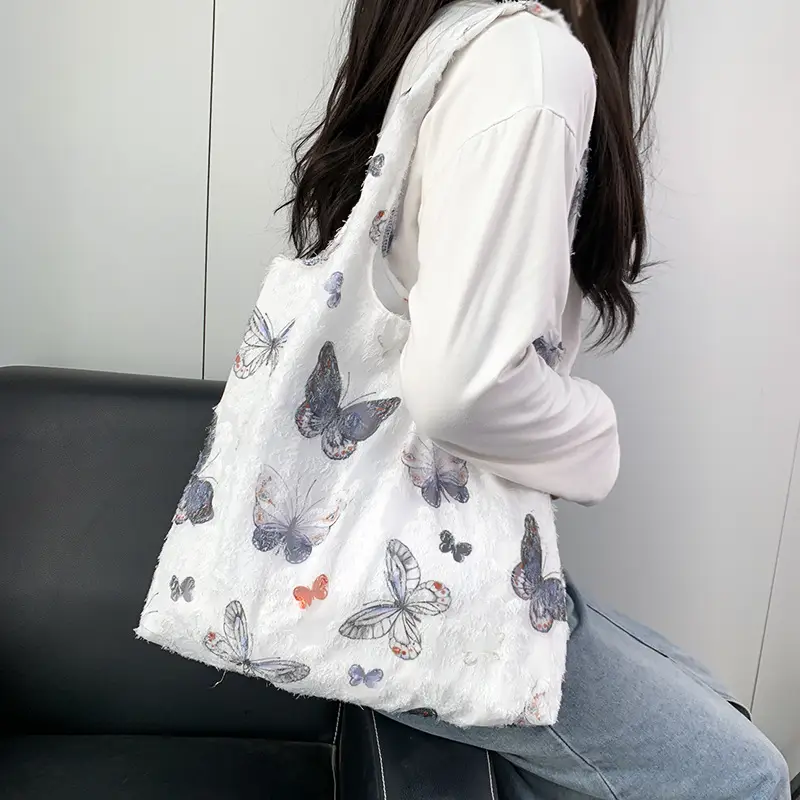 2026 Embroidered Canvas Tote Bag Single Shoulder Large Capacity