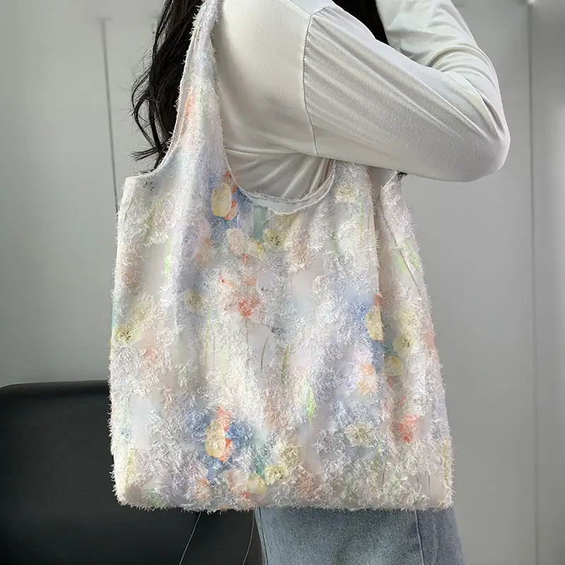 2026 Embroidered Canvas Tote Bag Single Shoulder Large Capacity