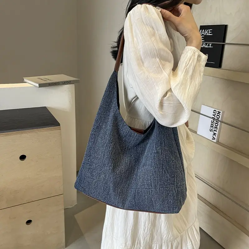 Women Denim Shoulder Tote Bag Large Capacity 2024 - Image 5