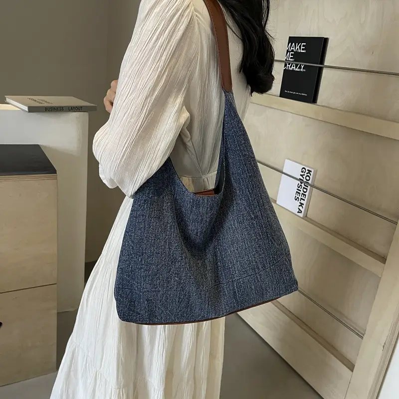 Women Denim Shoulder Tote Bag Large Capacity 2024 - Image 6