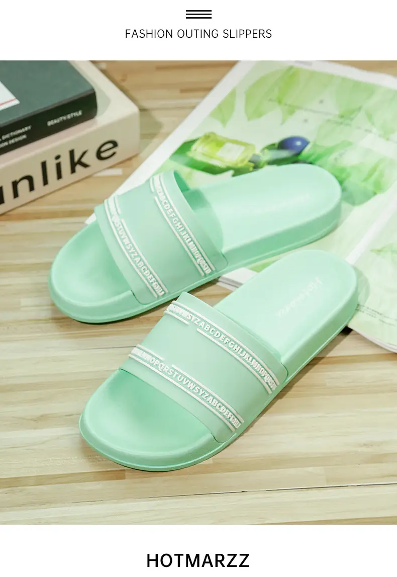 Hotmarzz Heima Couple's One-Word Slip-on New Non-Slip Home Slip-on Bathroom Slippers — feature 8