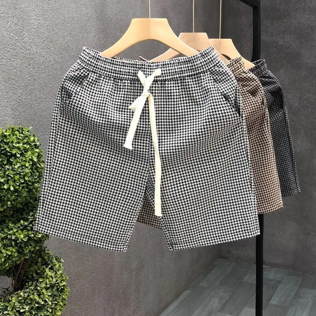 Men's Black Waffle Shorts Casual Western Style