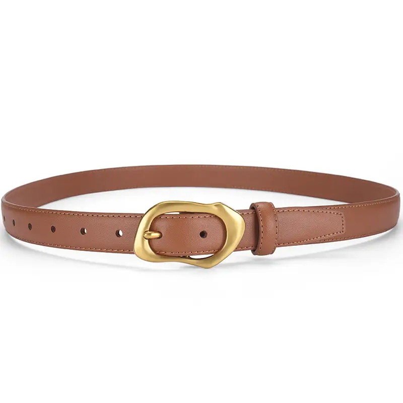 Women's Black Brown Gold Buckle Belt for Summer Matching Skirt