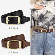 Women's Black Brown Gold Buckle Belt for Summer Matching Skirt — feature 1