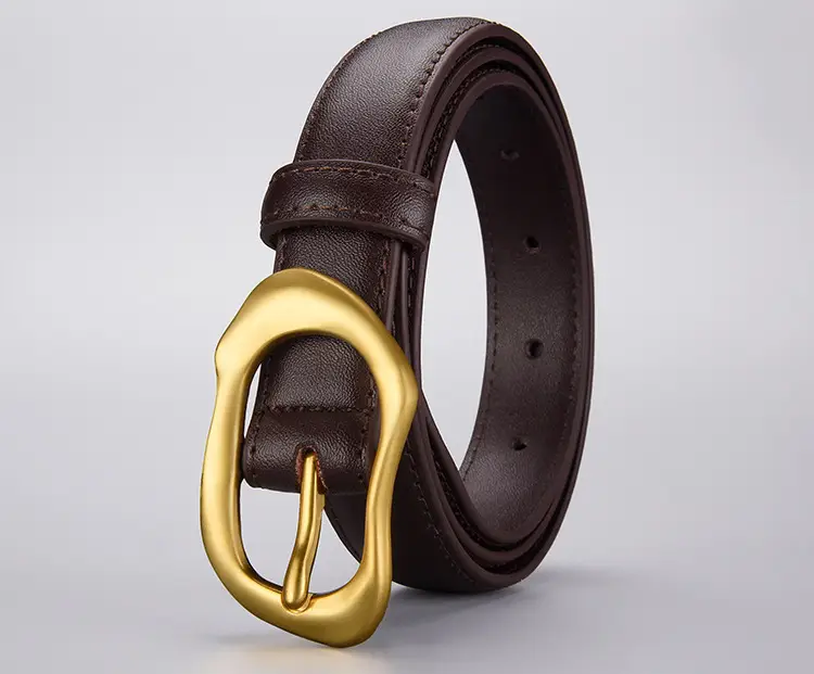 Women's Black Brown Gold Buckle Belt for Summer Matching Skirt — feature 10