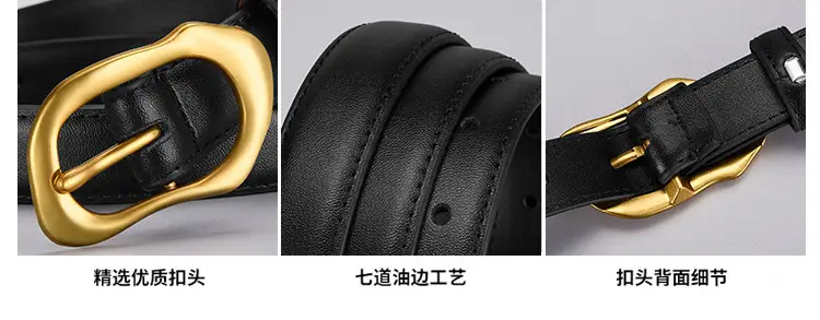 Women's Black Brown Gold Buckle Belt for Summer Matching Skirt — feature 19