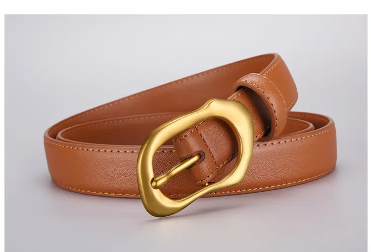 Women's Black Brown Gold Buckle Belt for Summer Matching Skirt — feature 22
